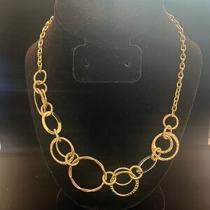 Elegant Bib-Style Gold-tone Multi-circle Necklace
